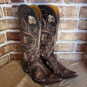 Old Gringo Brown Floral Embroidered Heeled Boots
